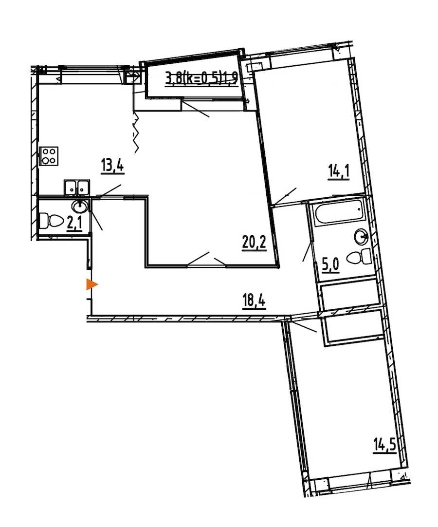 Трехкомнатная квартира в : площадь 89.6 м2 , этаж: 5 – купить в Санкт-Петербурге